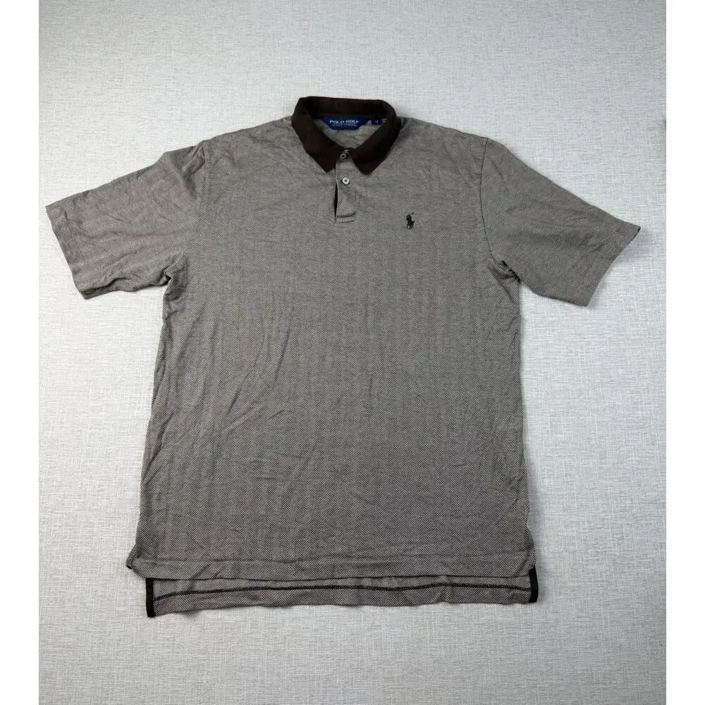 Polo Golf Ralph Lauren Polo Shirt Men’s M Brown Herringbone Pima Cotton Peru